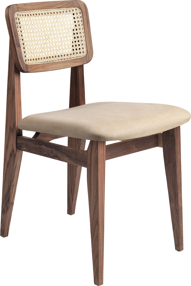 C-Chair Dining Chair - Seat Upholstered, French Cane back