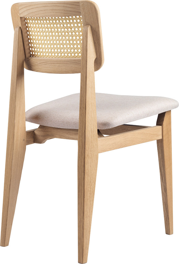 C-Chair Dining Chair - Seat Upholstered, French Cane back