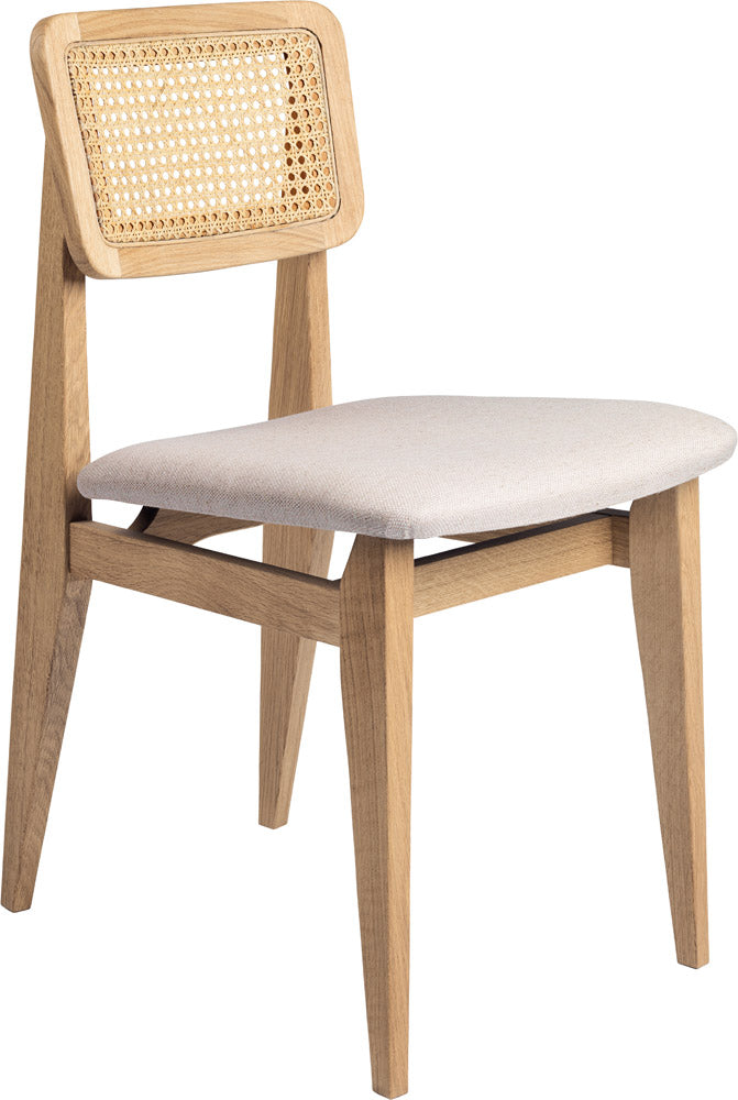 C-Chair Dining Chair - Seat Upholstered, French Cane back