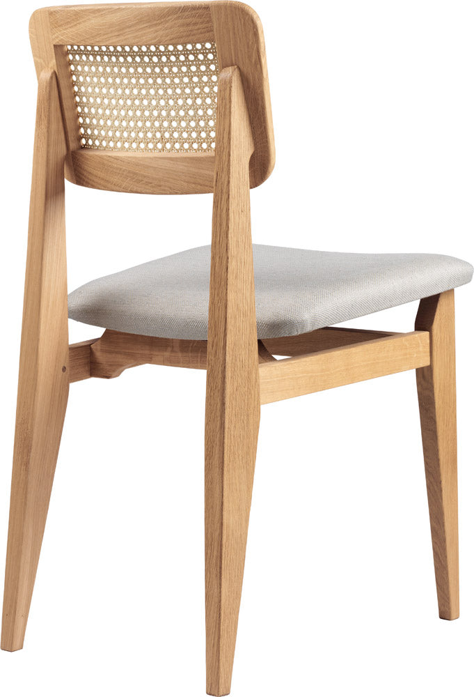 C-Chair Dining Chair - Seat Upholstered, French Cane back
