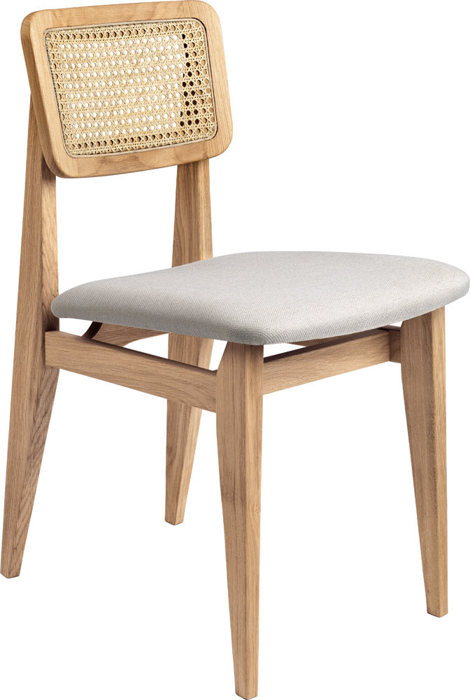C-Chair Dining Chair - Seat Upholstered, French Cane back