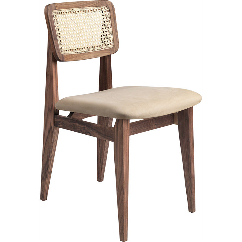 C-Chair Dining Chair - Seat Upholstered, French Cane back