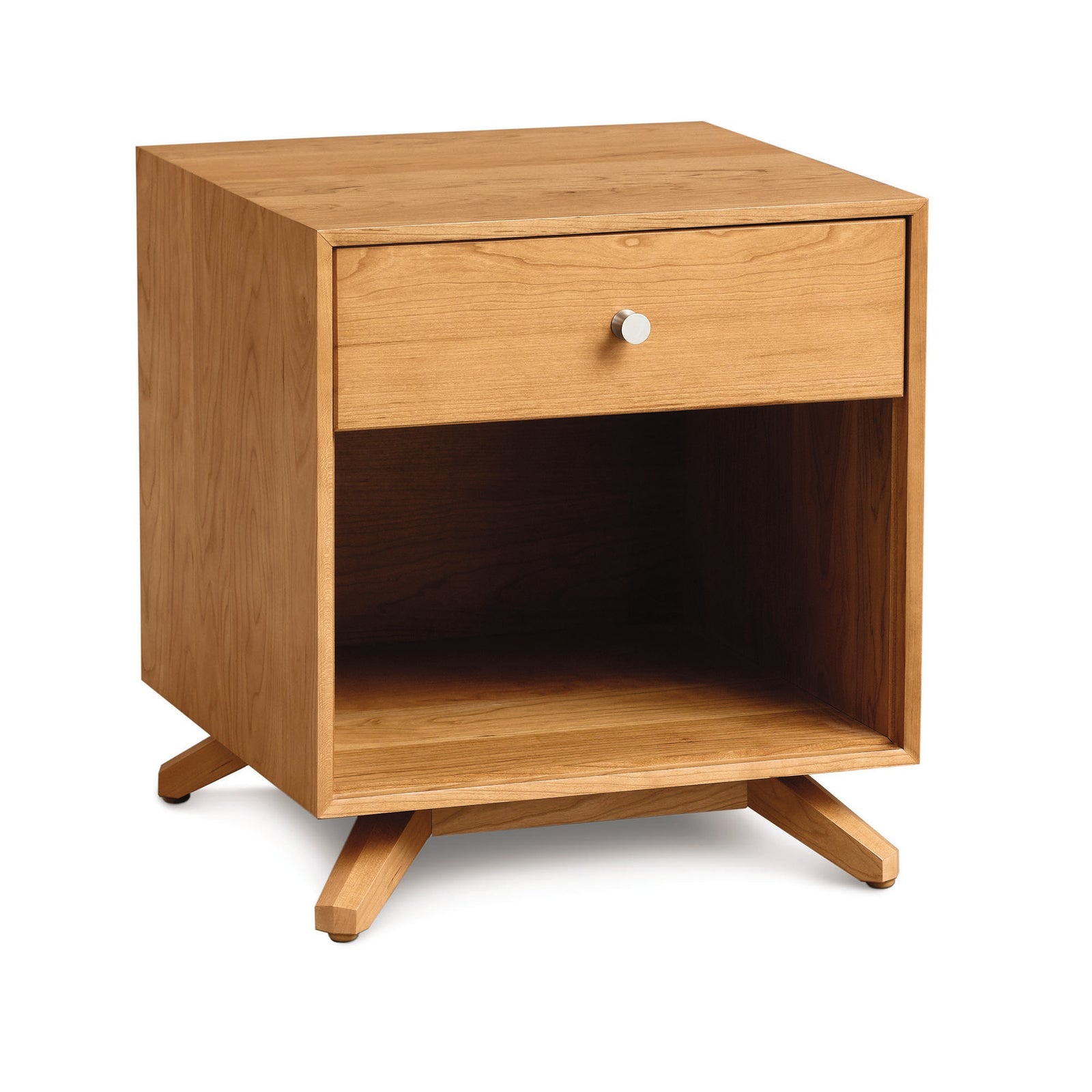Astrid Cherry 1-Drawer Enclosed Shelf Nightstand