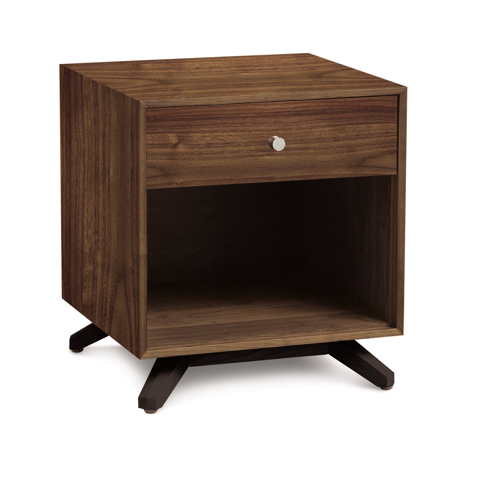 Astrid Walnut 1-Drawer Enclosed Shelf Nightstand