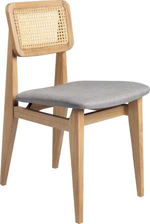 C-Chair Dining Chair - Seat Upholstered, French Cane back