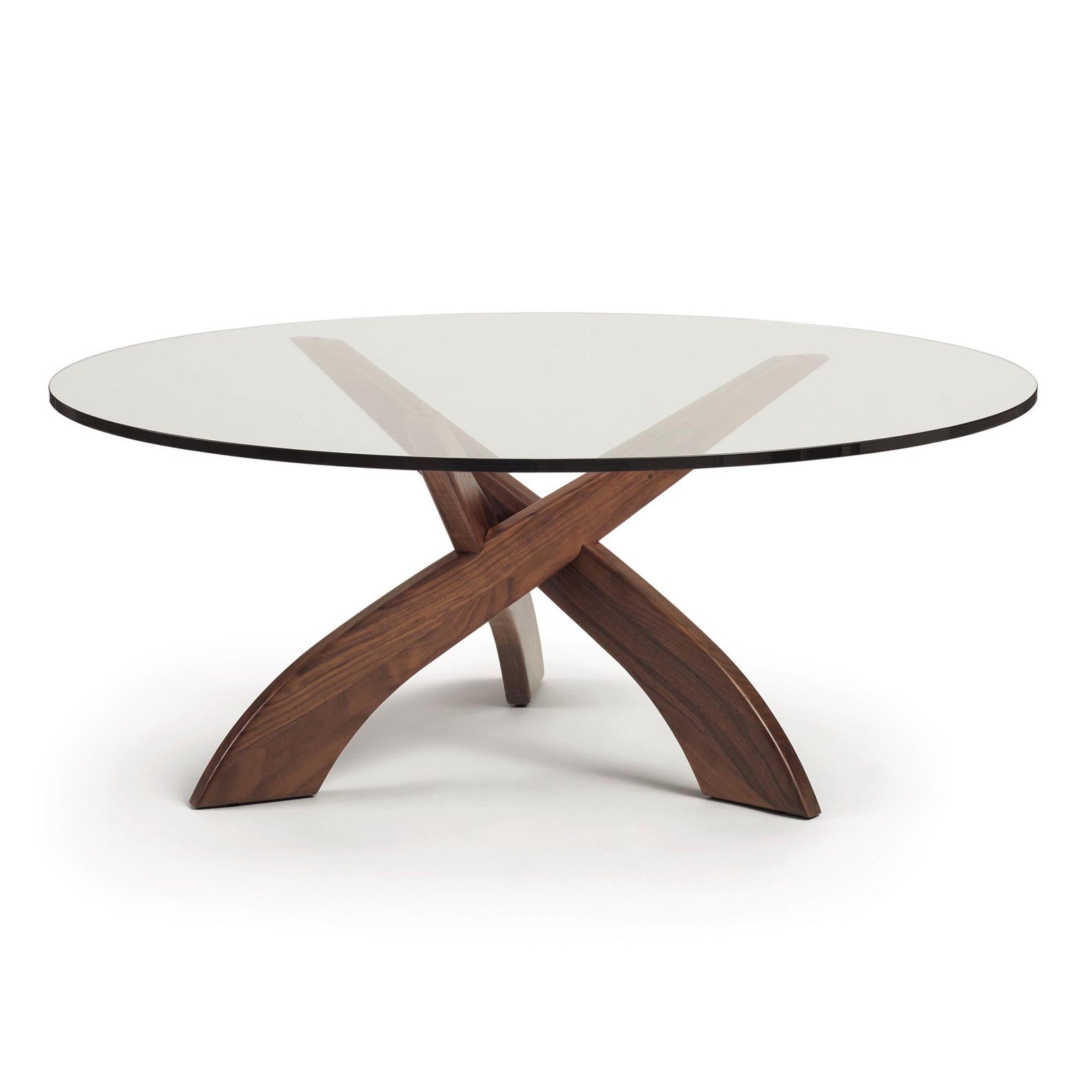 Entwine Walnut Round Glass Top Coffee Table